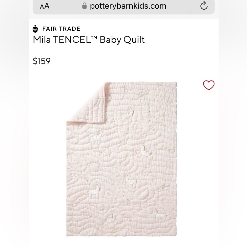 Pottery Barn Kids Baby Quilt with unicorns